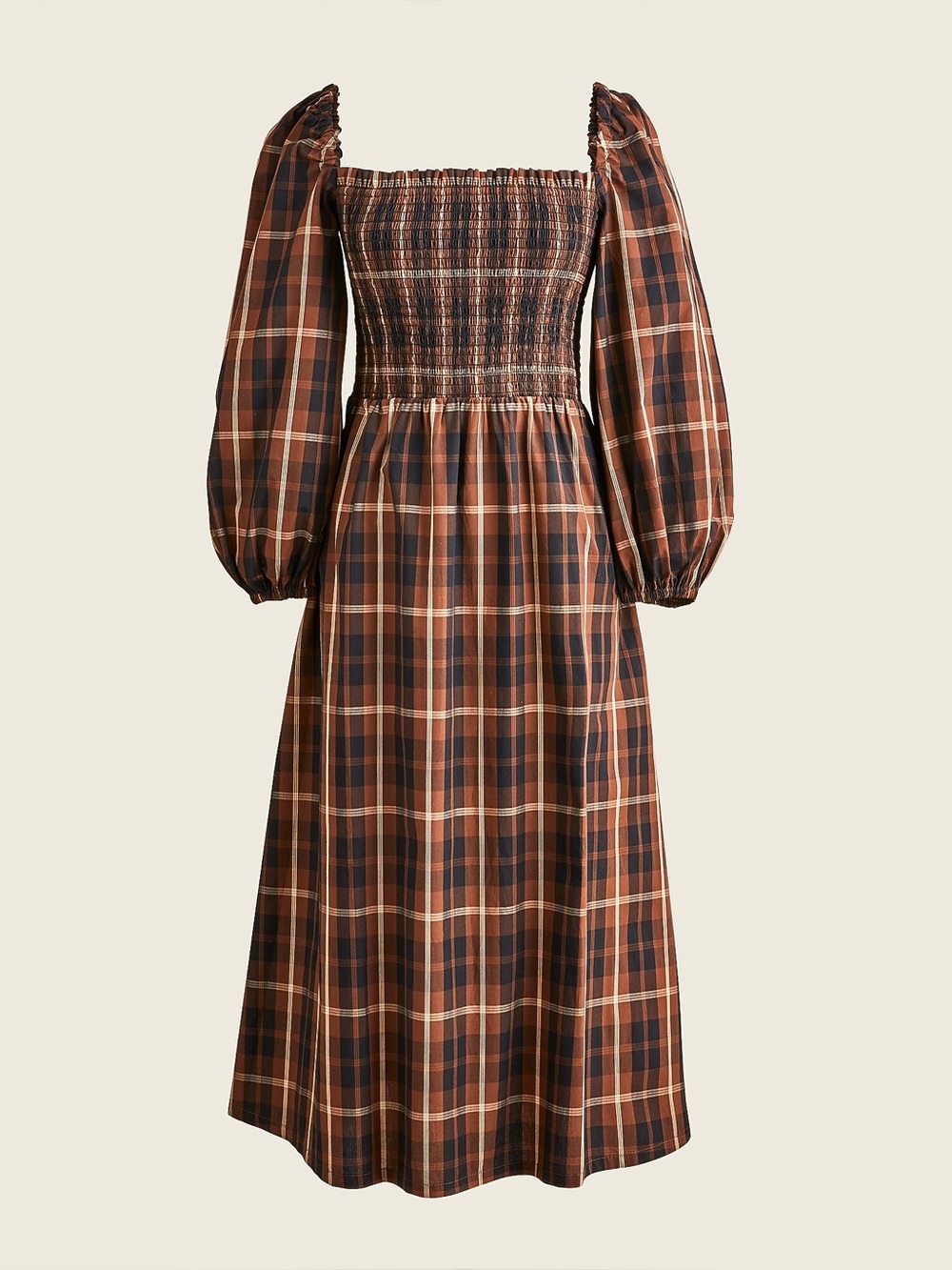 J.Crew Smocked puff-sleeve dress in Friday plaid - EUC